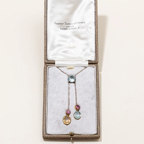 Contemporary Edge refined design Antique Multi-Gemstone Negligee Necklace | 7.00ctw | 16" |