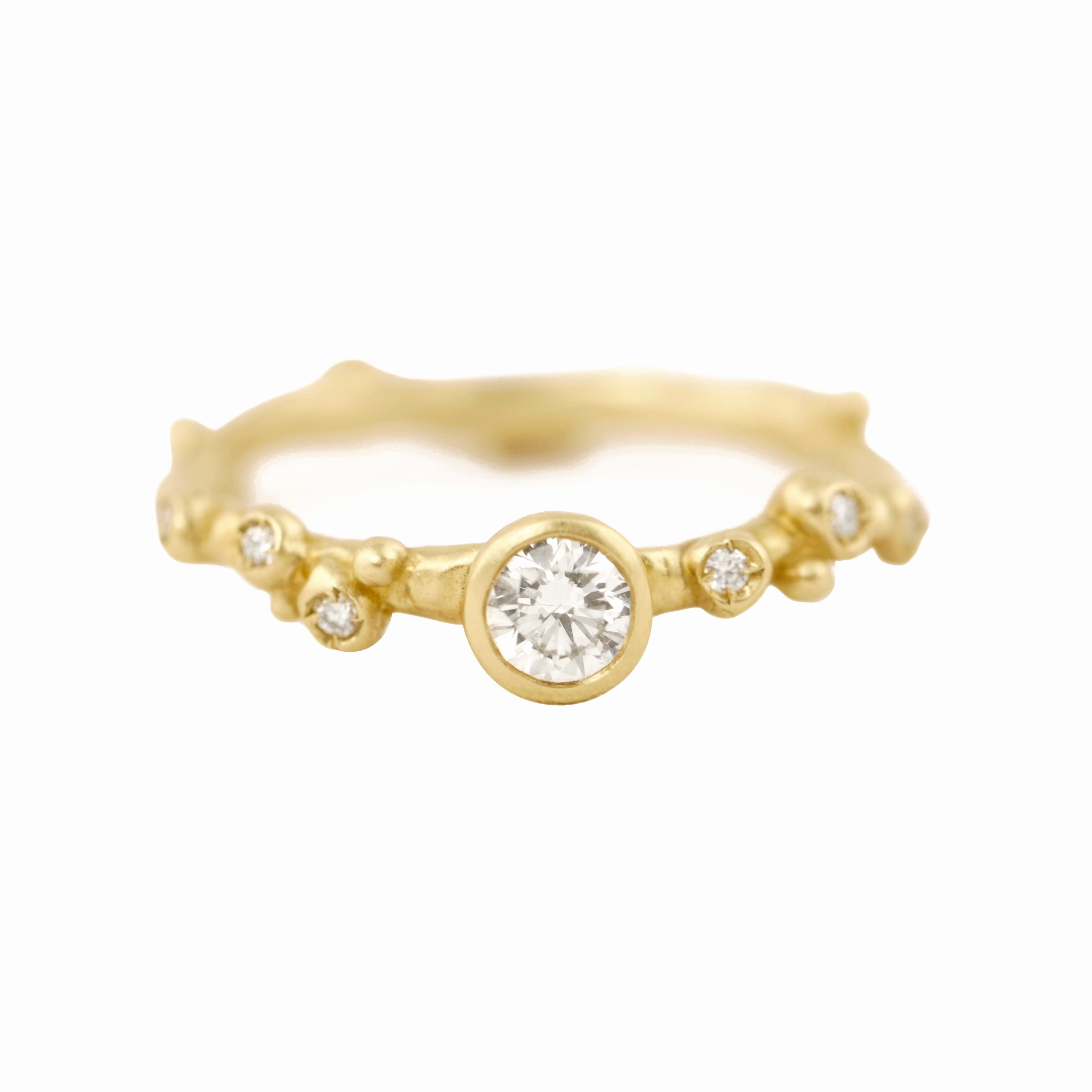 Encrusted 1 Branch Solitaire Diamond Ring - 14k Gold   Diamonds Cool Accessory