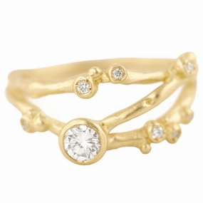 Encrusted 3 Branch Solitaire Diamond Ring - 14k Gold   Diamonds Special Event