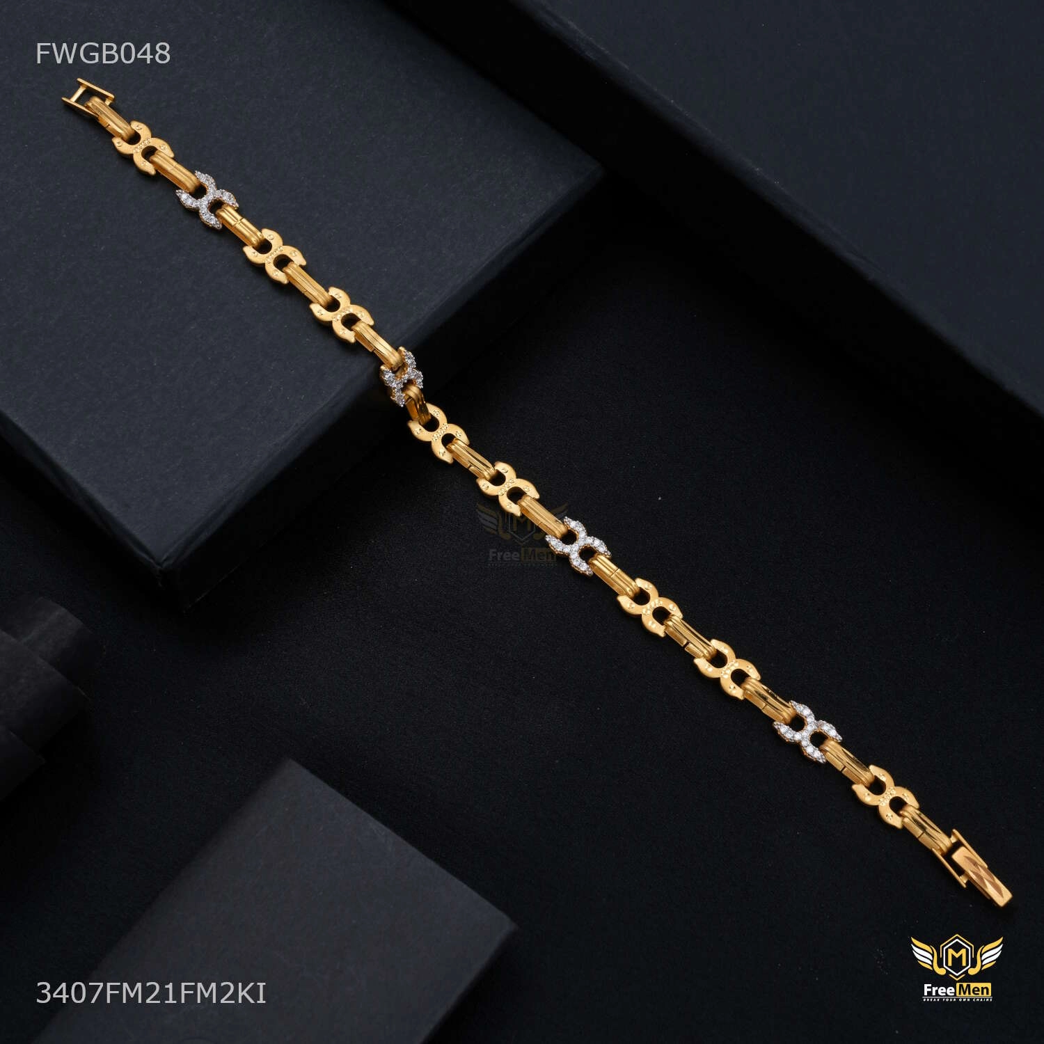 Dainty Form One by One C cut AD Bracelet Gold Plated For Women - FWGB048