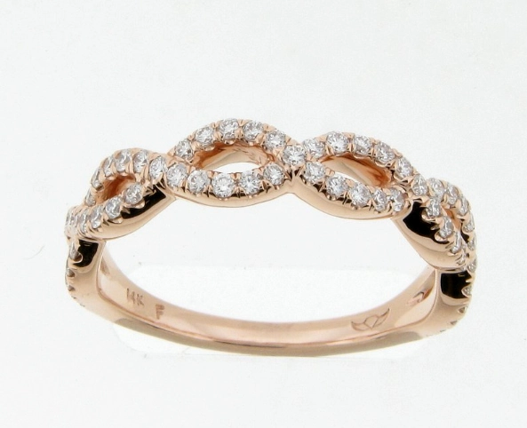Estate Half Anniversary Diamond Wedding Ring in 14K Rose Gold (0.56ctw) Industrial Made Unique Piece