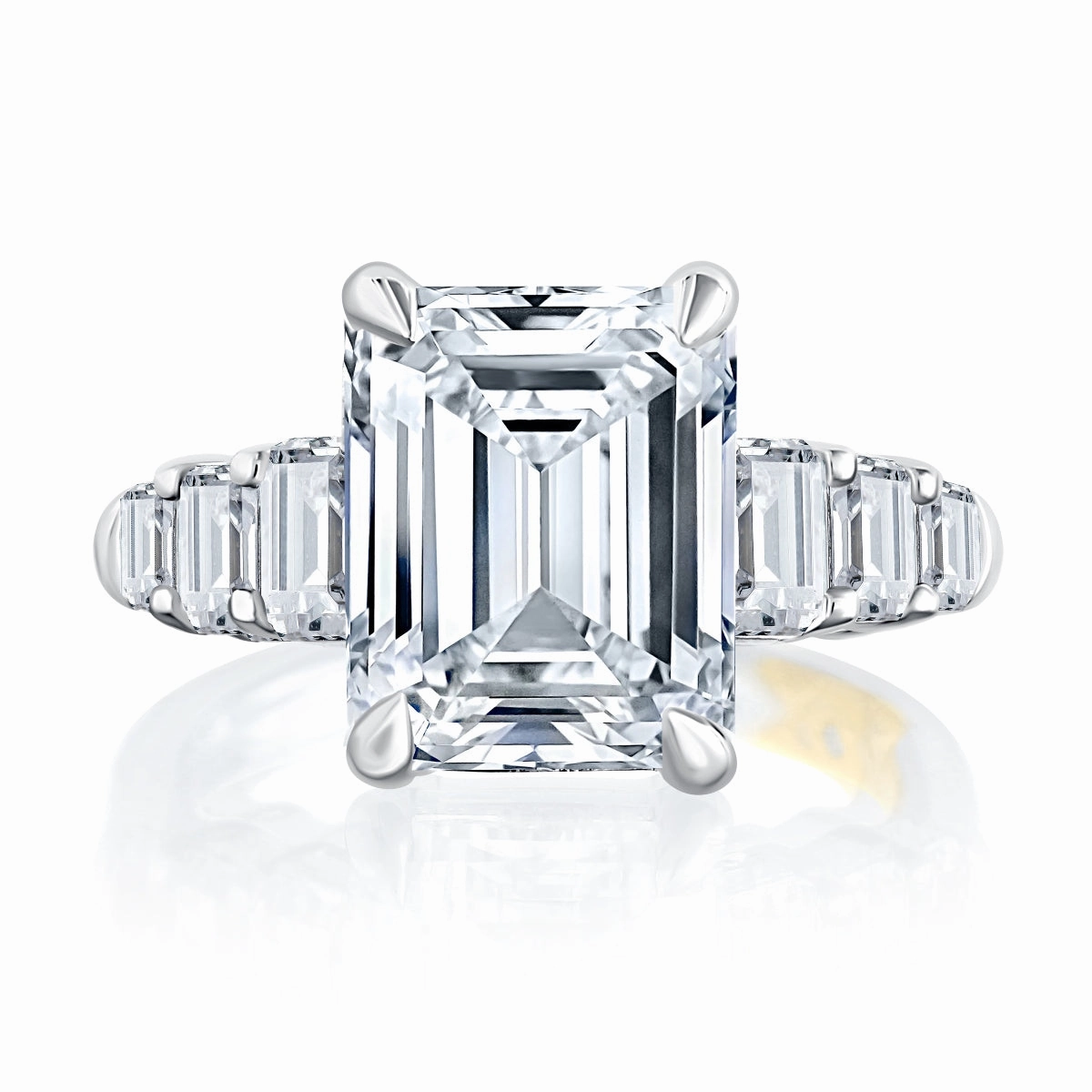 A. Jaffe Emerald Cut Engagement Ring Setting Sparkling Design Pure Form