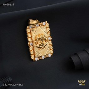 Lord Ganesha with Mini AD Gold Plated Pendant for Men - FMGP116 Polished Touch