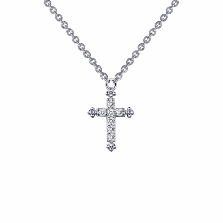 0.07 CTW Cross Necklace Styled Set Soft Tone