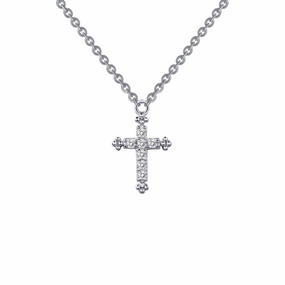 0.07 CTW Cross Necklace Styled Set Soft Tone