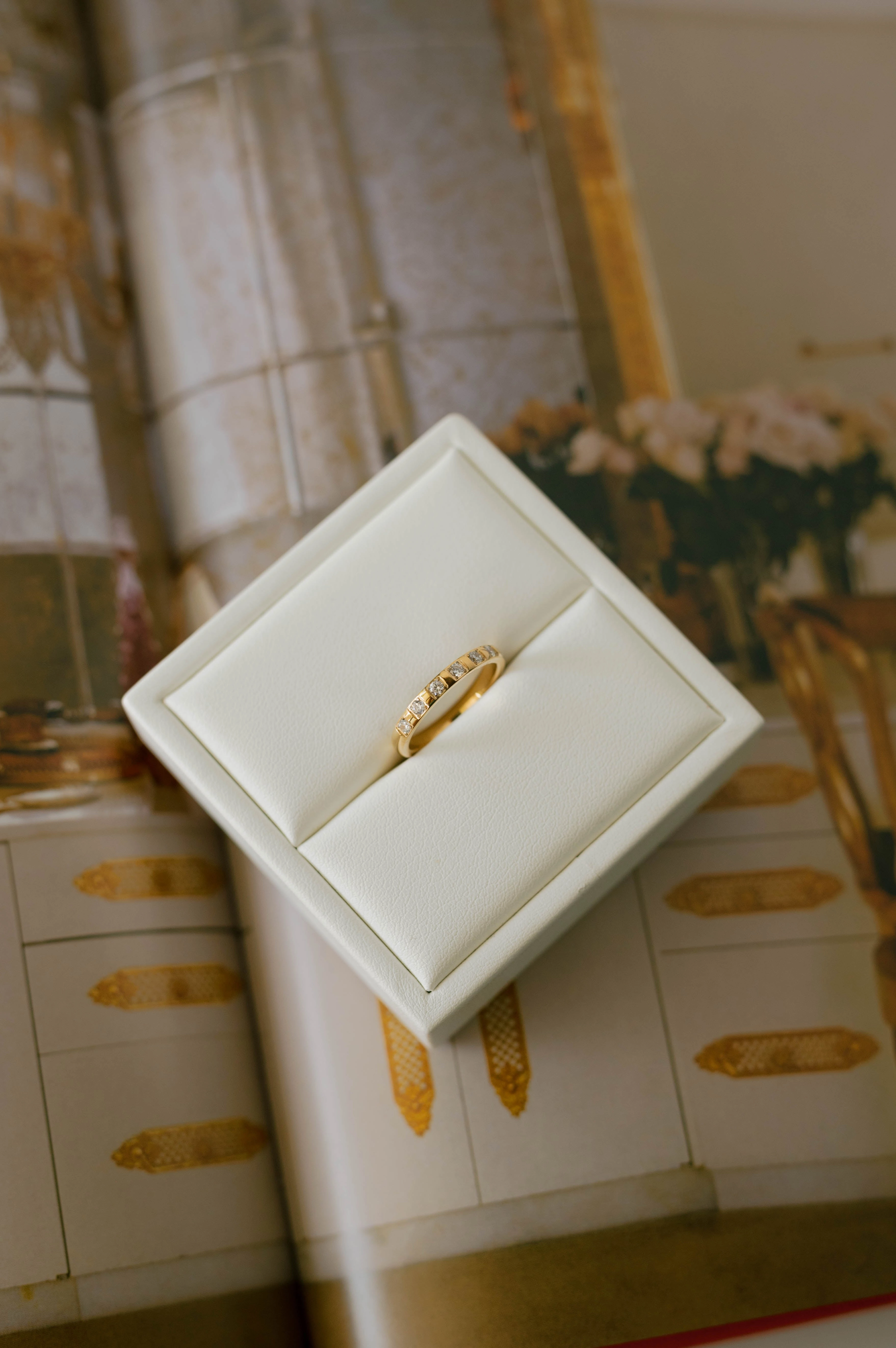 Minimal Accent Golden Accent CZ Eternity Band ?C Gold