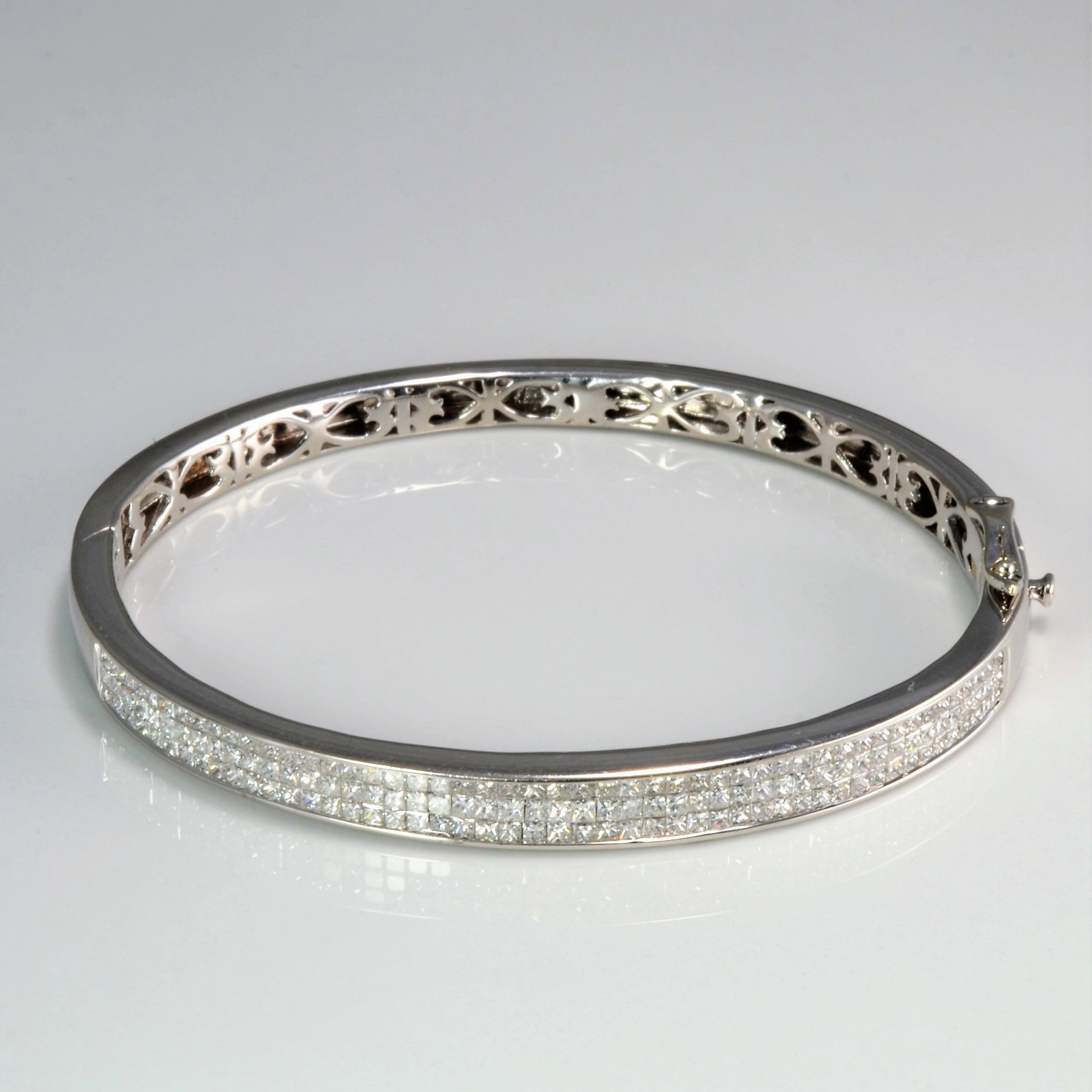 Heirloom Accent Model Fit Princess Cut Pav?? Set Diamond Bangle | 3.75ctw | 8''|