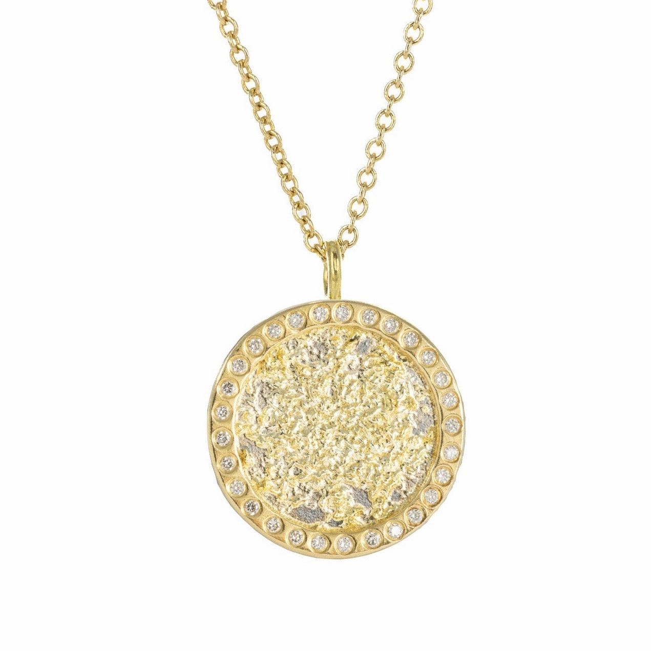 Petite Sol Burst Necklace on 14k Gold Chain - 22k/18k/14k Gold, Oxidized Silver   VS White Diamonds Modern Look