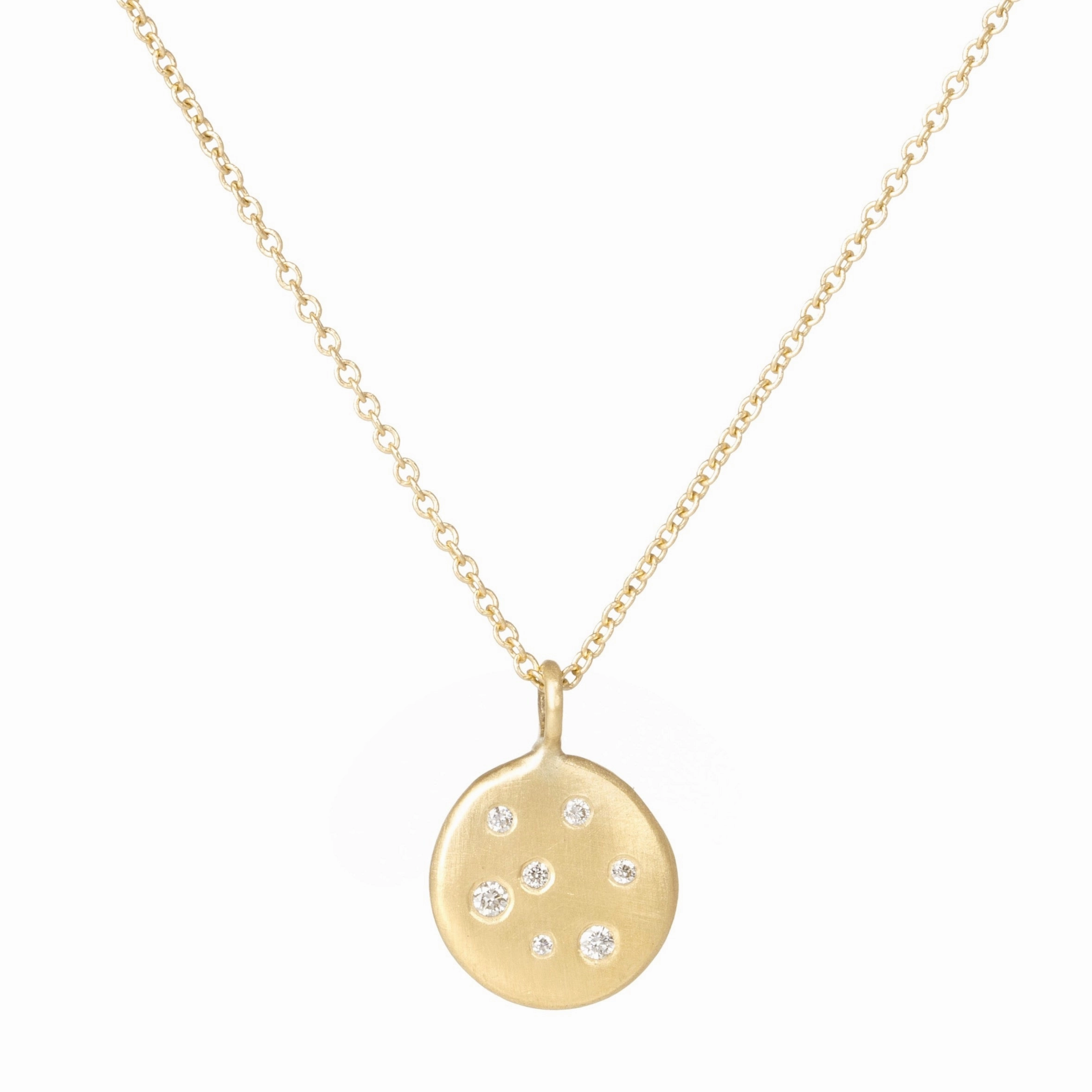 Golden Disc Necklace - 18k gold   Reclaimed Diamonds feminine grace Bridesmaid Gift