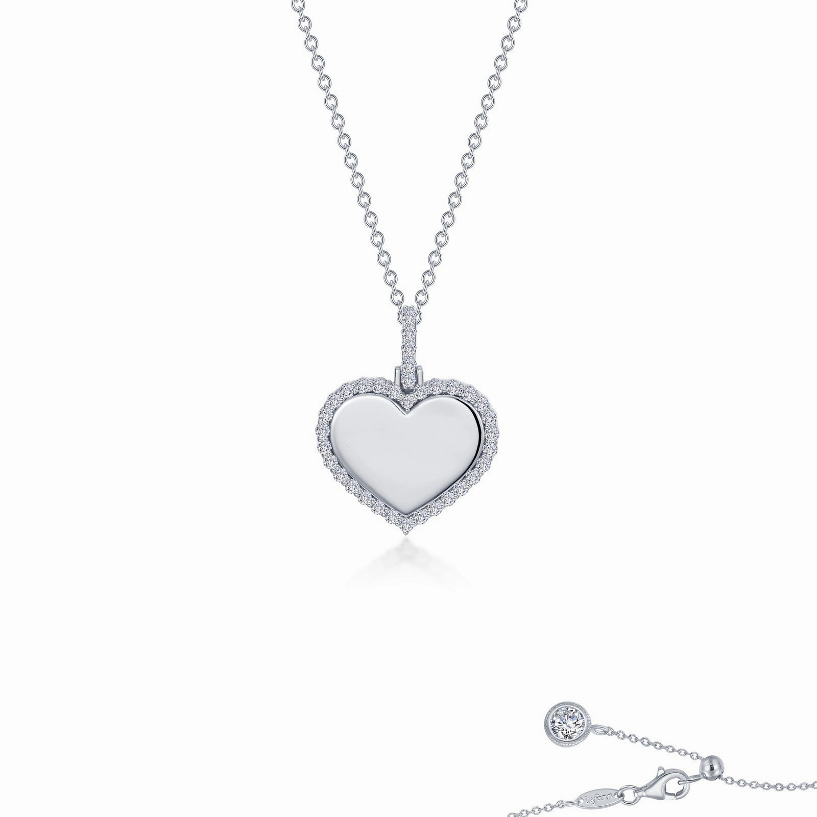 Lafonn Polished Heart Pendant Bright Choice Polished Detail