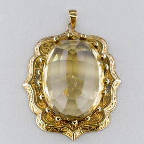 100 Ways' Ornate Victorian Citrine Pendant | 26.00ct | Handcrafted Highlight