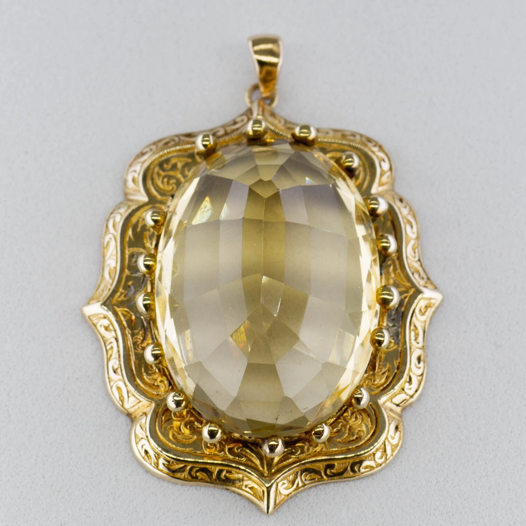 Refined Contour Sleek Charm 100 Ways' Ornate Victorian Citrine Pendant | 26.00ct |
