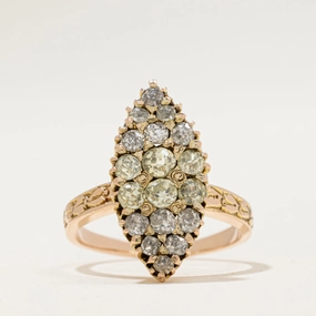 Antique Yellow & White Old-cut Diamond Navette Ring | 0.94ctw | SZ 6 Beauty Touch Festival Outfit