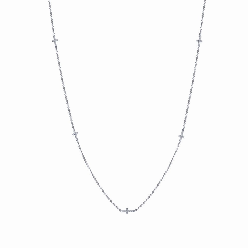 Lafonn Sideways Cross Station Necklace Timeless Impression
