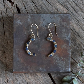 Eclipse Earrings - 14K Gold-Fill, Brass   Blue Sapphire Fashion Accessories