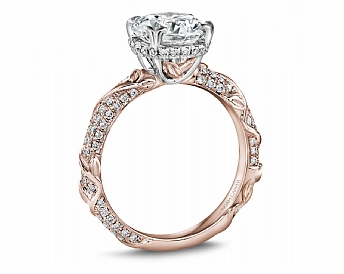 Noam Carver Round Center Side Stone Diamond Engagement Ring Setting in 14K Rose/White Gold (0.45ctw) Wonderful Object