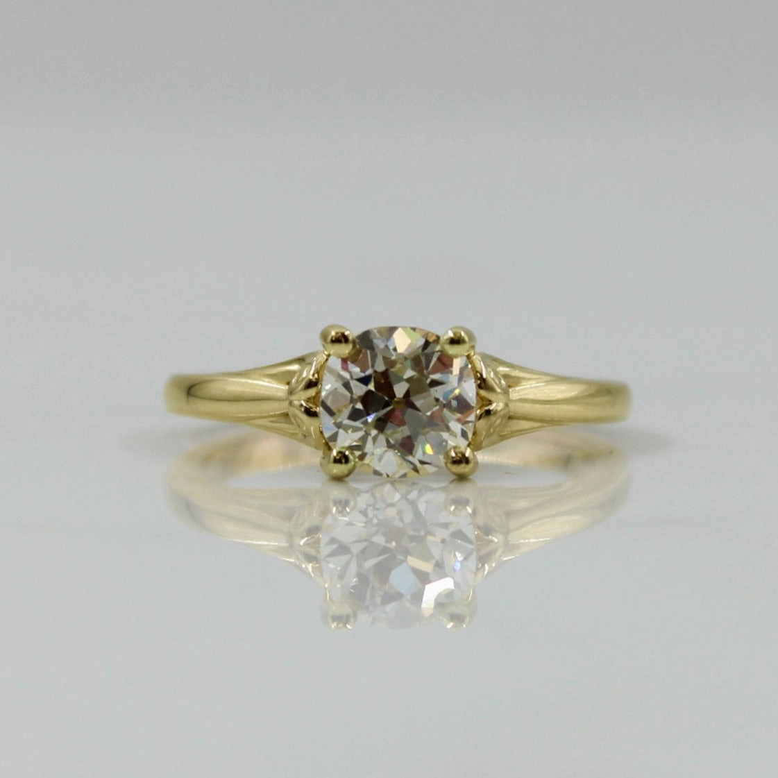 Bespoke' Diamond Detailed Gallery Engagement Ring | 1.26ct | SZ 7 | Shiny Texture