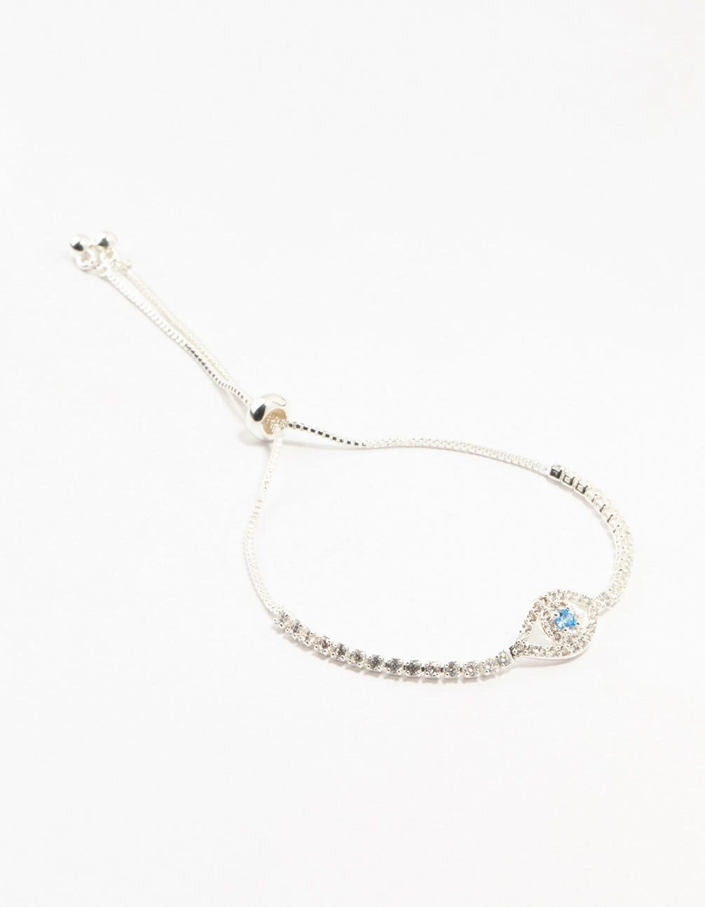 Dazzle Factor Silver Plated Brass  Crystal Large Evil Eye Bracelet