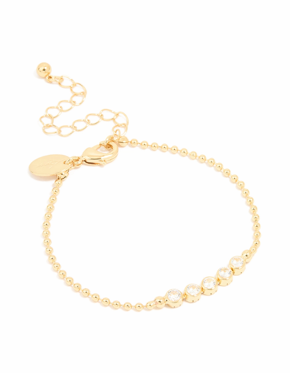 Gold Plated Cubic Zirconia Round Bezel Bracelet Clean Spark Stylish Layer