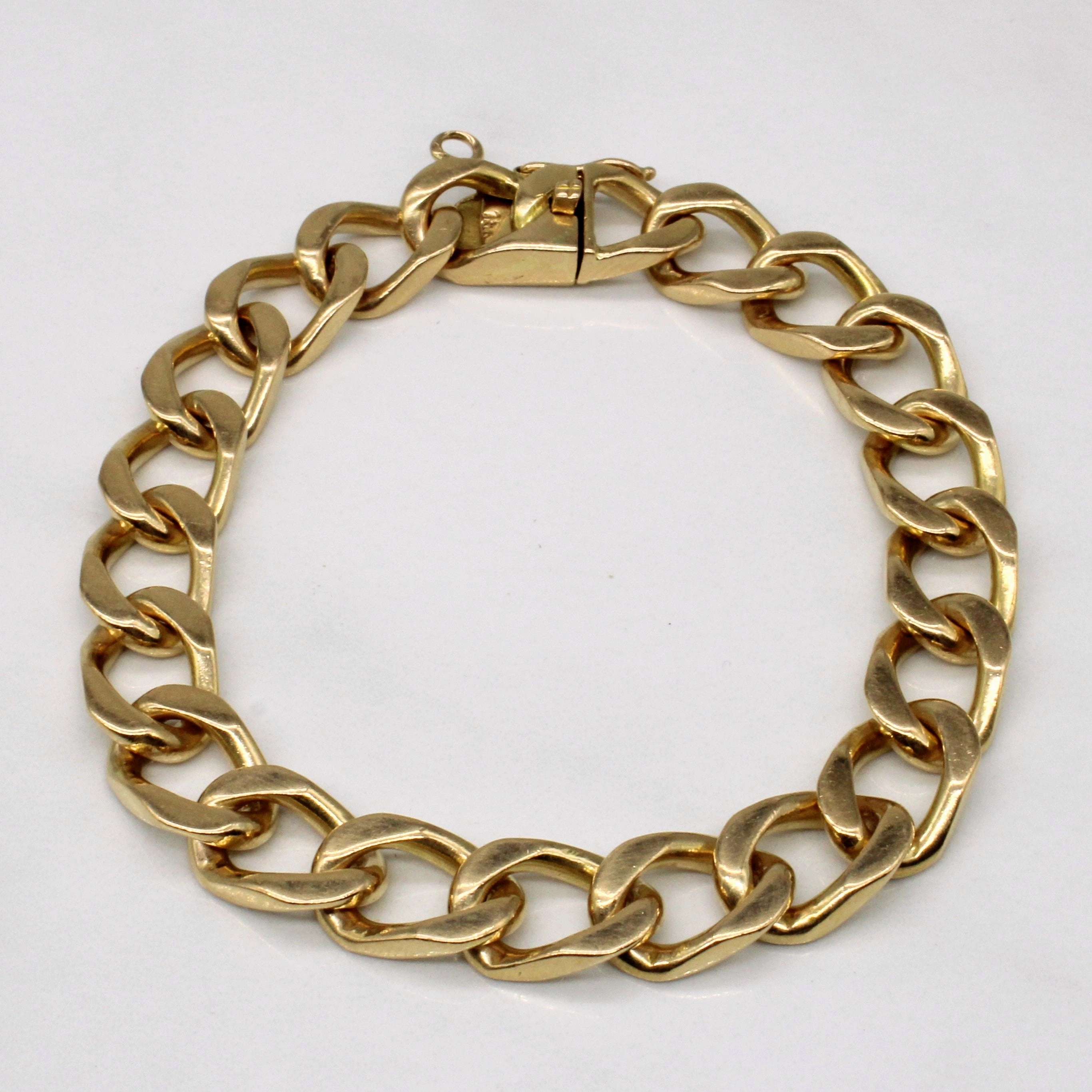 Gift Look Sweet Touch Solid 18k Gold Heavy Curb Link Bracelet | 7.5" |
