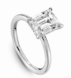 Noam Carver Emerald Center Hidden Halo Diamond Engagement Ring Setting in 14K White Gold (.08ctw) Amazing Item Adult Jewelry