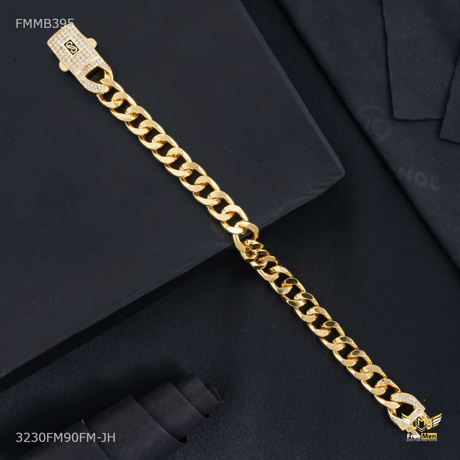 Charming Shine Crisp Look Long AD Box Ring to Ring Bracelet for Men - FMMB395