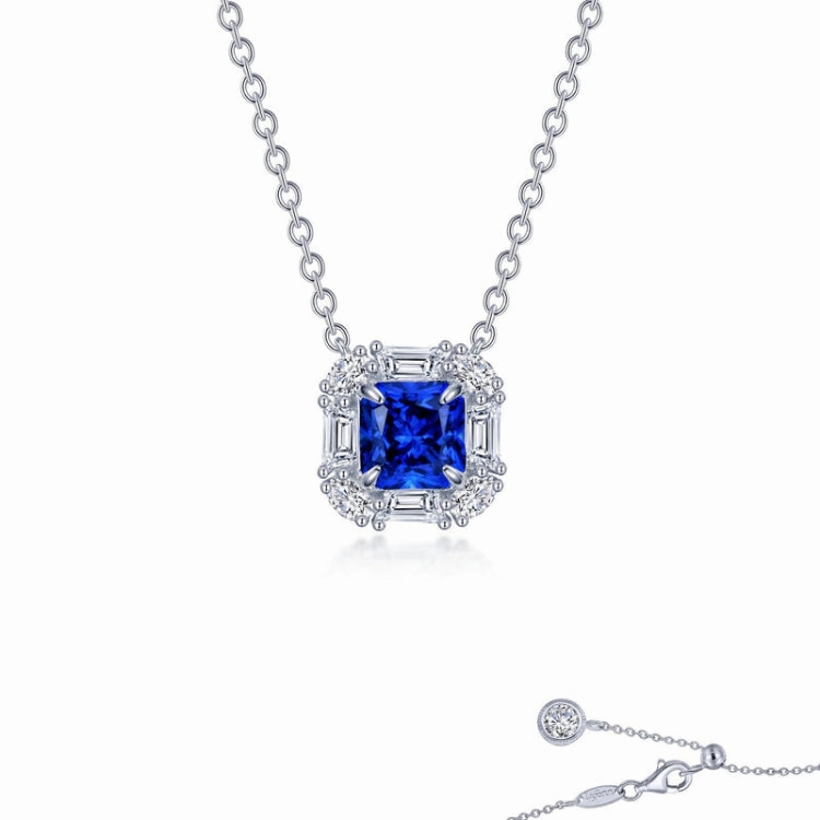 Fancy Lab-Grown Sapphire Halo Necklace Modern Element