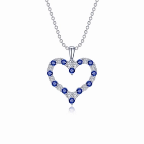 Radiant Accessories Fancy Lab-Grown Sapphire Heart Pendant Necklace