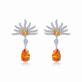 Fancy Lab-Grown Sapphire Peacock Earrings Fashion Accent Radiant Look