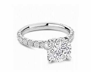 Noam Carver Round Center Side Stone Diamond Engagement Ring Setting in 14K White Gold (.82ctw) Urban Fit Fashion Present