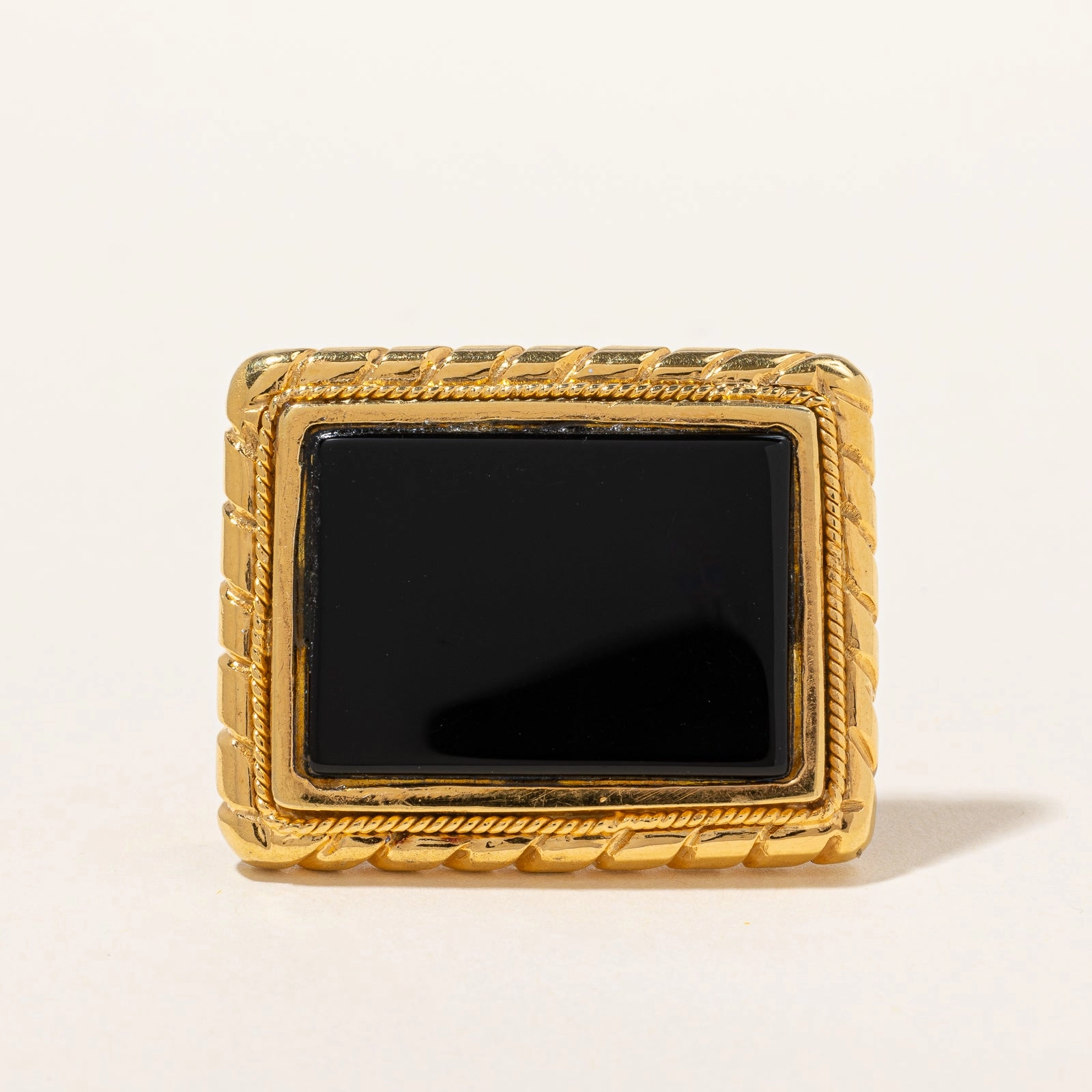 Monochrome Fit Understated Finish Vintage Cocktail Ring Set With Large Onyx Stone | 12.00ct | SZ 6.5 |