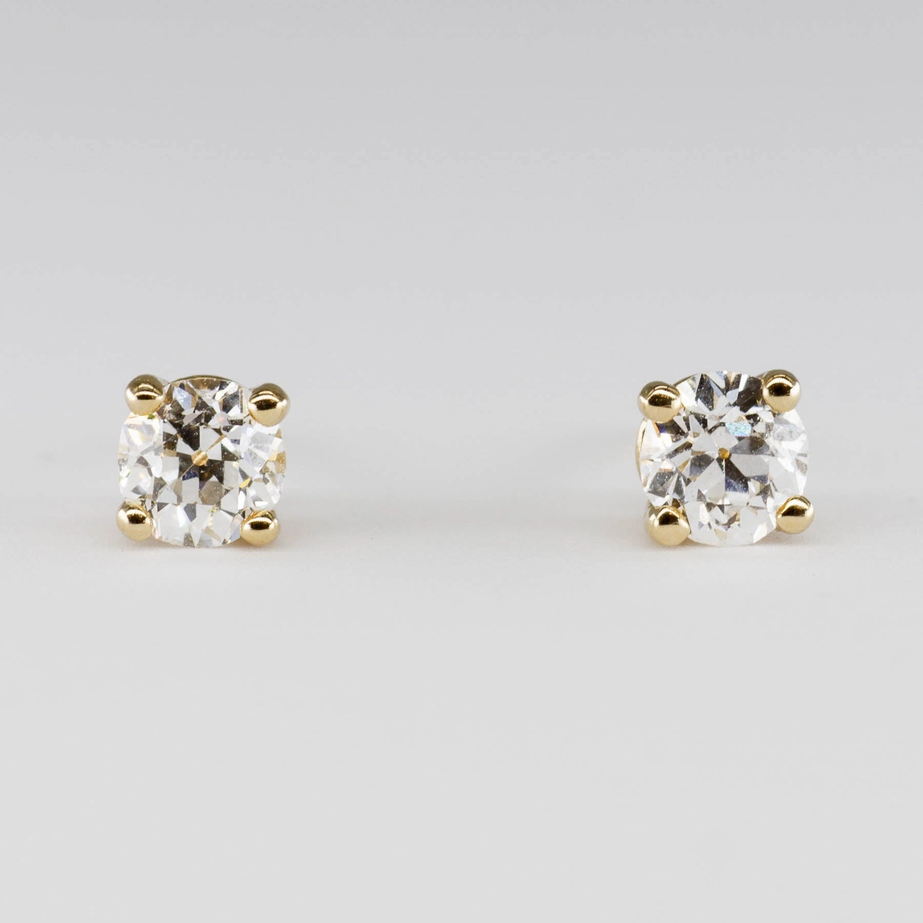 '100 Ways' Old European Yellow Gold Diamond Studs | 0.65 ctw VS2 G/H | Sculpted Detail