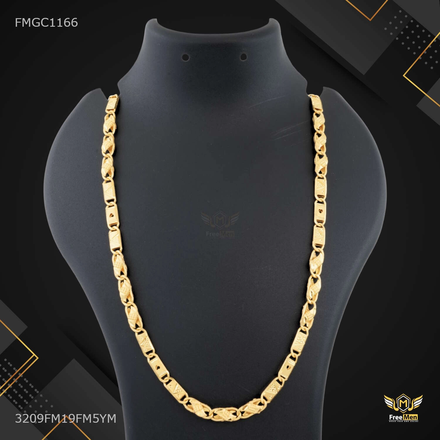 Royal Carve with Heart Nawabi Gold plated Chain - FMGC1166 Polished Pieces