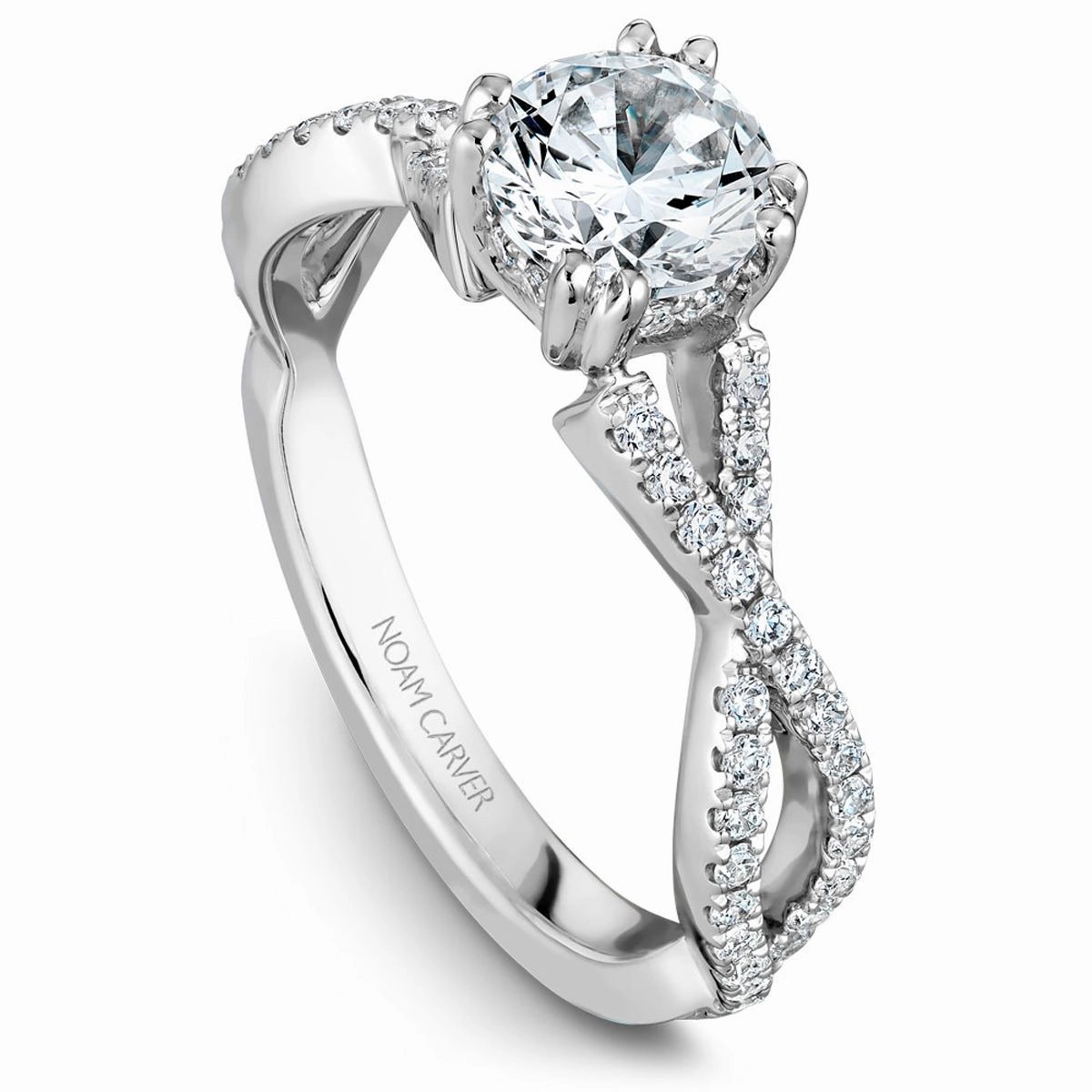 Noam Carver Twist Diamond Engagement Ring Setting in White Gold Anniversary Choice Contemporary Token