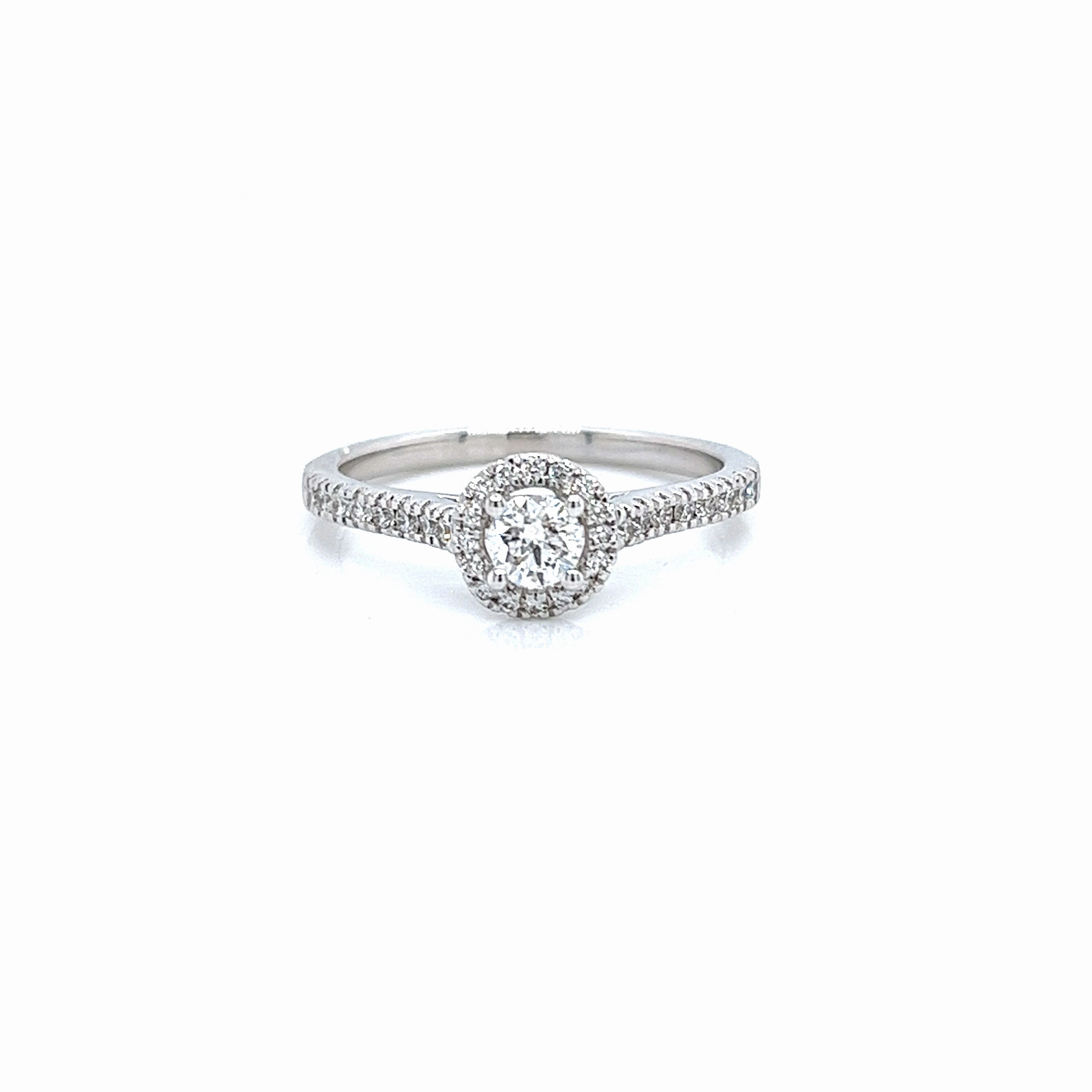 Smooth Finish Quality Article Bremer Jewelry Round Center Halo Diamond Engagement Ring in 14K White Gold (.50ctw)