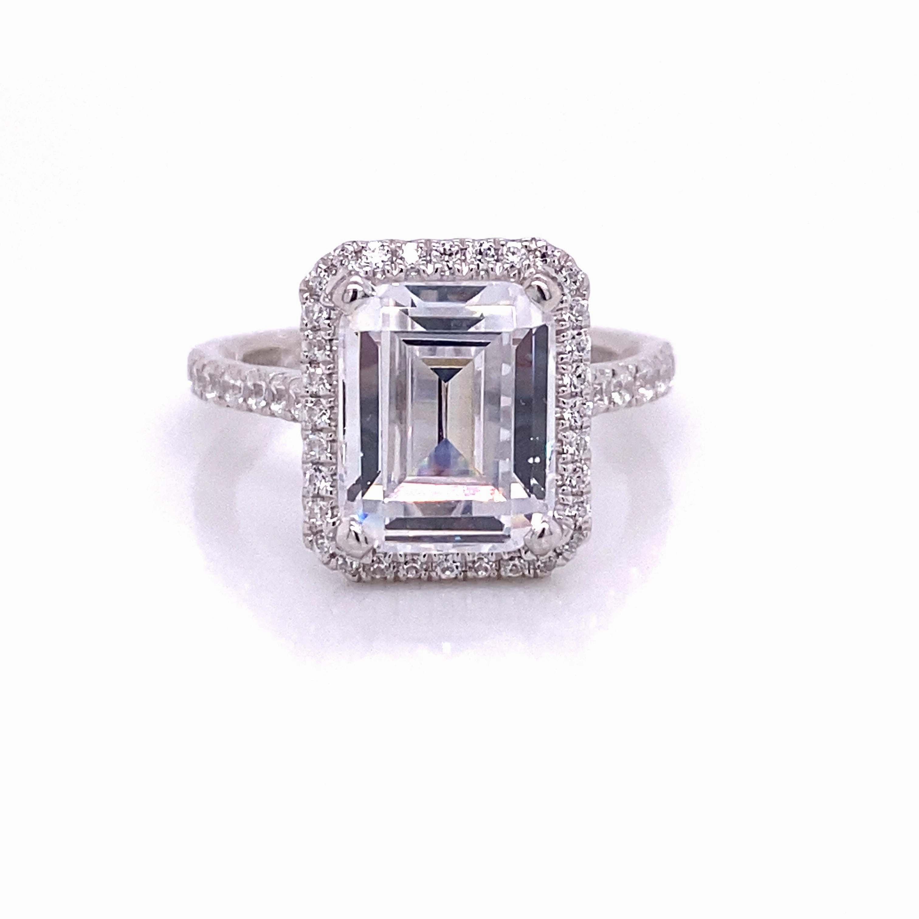 A. JAFFE Emerald Center Diamond Engagement Ring Setting in 14K White Gold (.47ctw) Glamorous Work