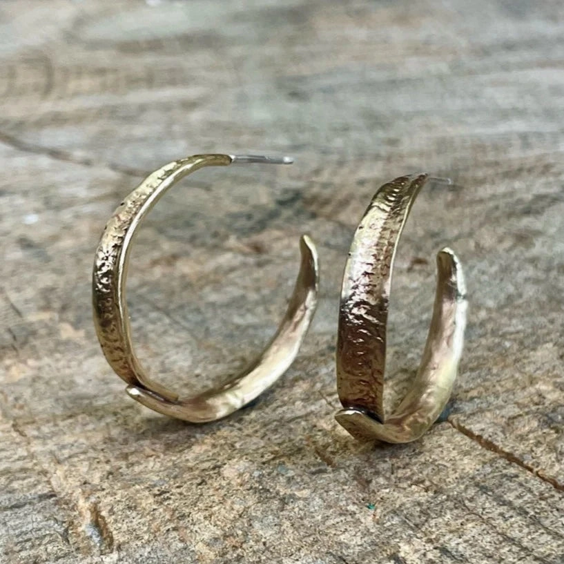 Large Seagrass Hoops - Brass   Sterling Silver Flirty Accent Effortless Design