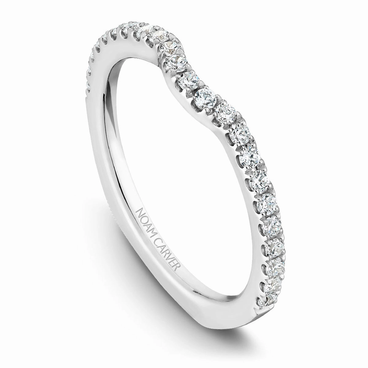 Luxury Texture Balanced Geometry Noam Carver Contour Diamond Wedding Band in White Gold