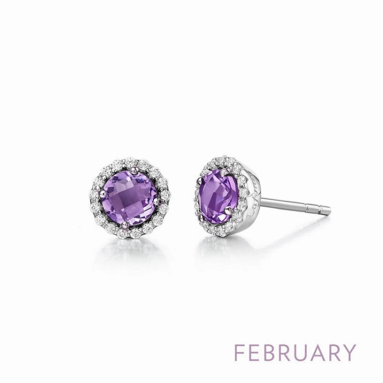Iconic Touch Minimal Edge February Birthstone Earrings