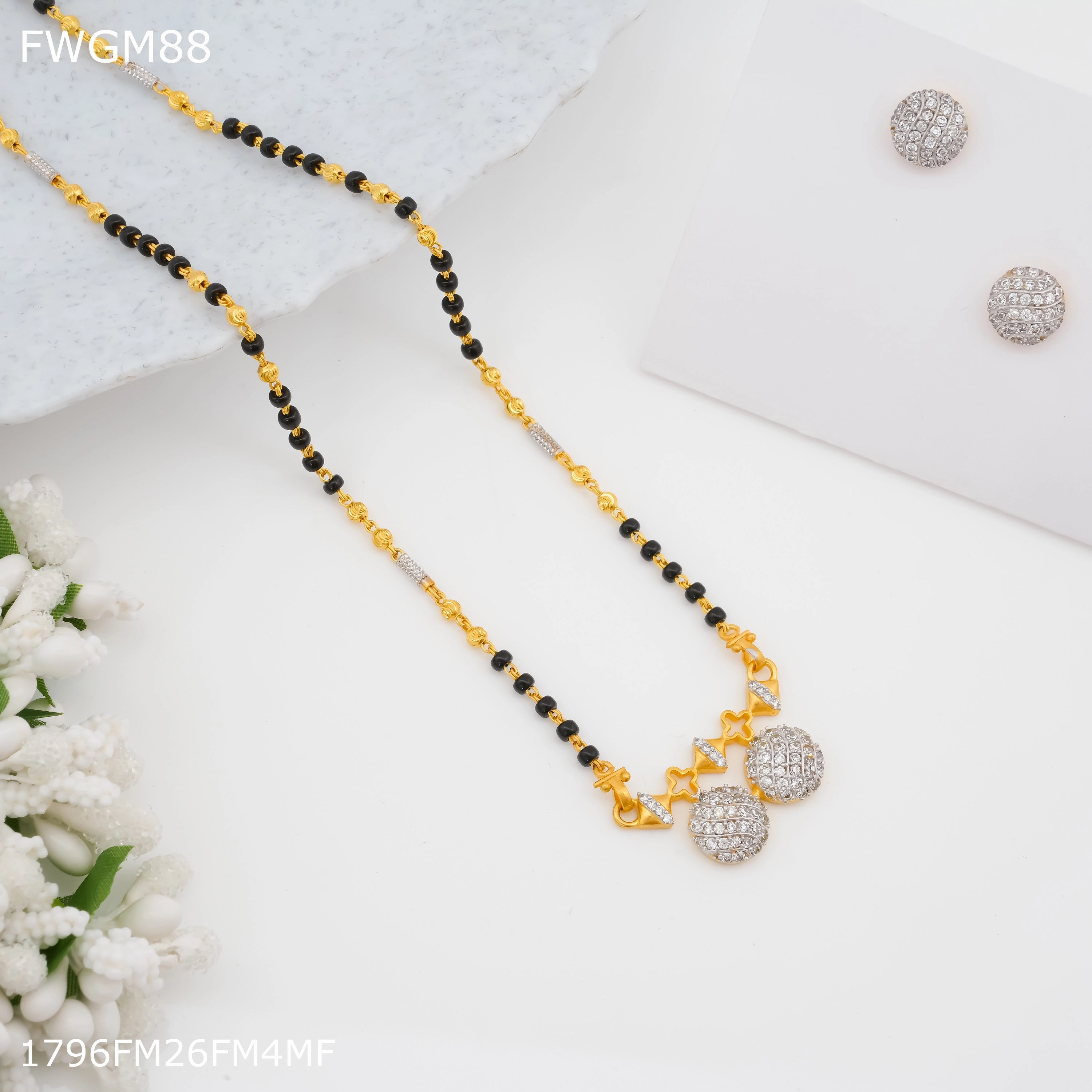 Freemen 1MG One line mangalsutra with earrings for women - FWGM88 Glam Touch