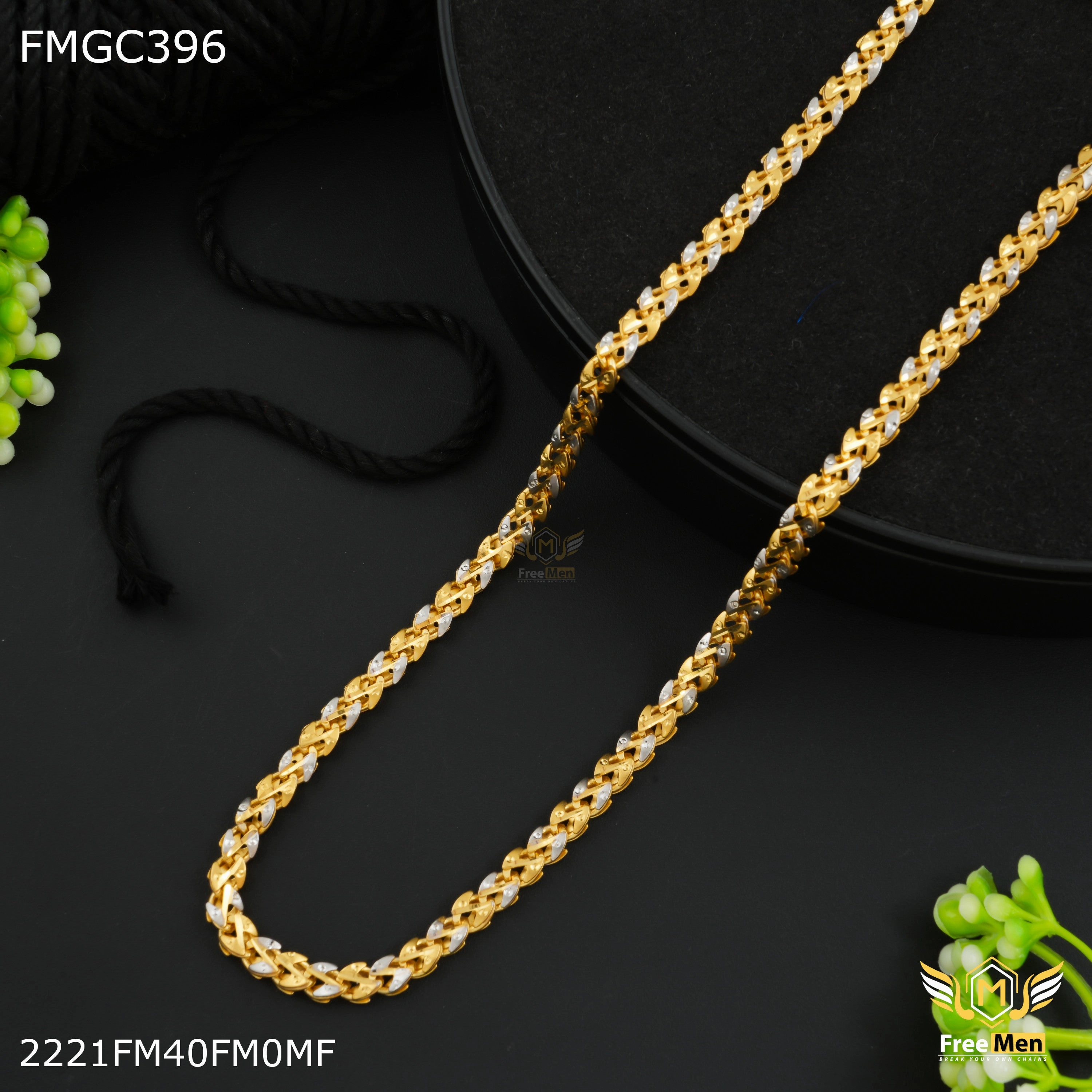 Artisan Style Freemen One by One Rhodium Arrow Design gold plated Chain - FMGC396