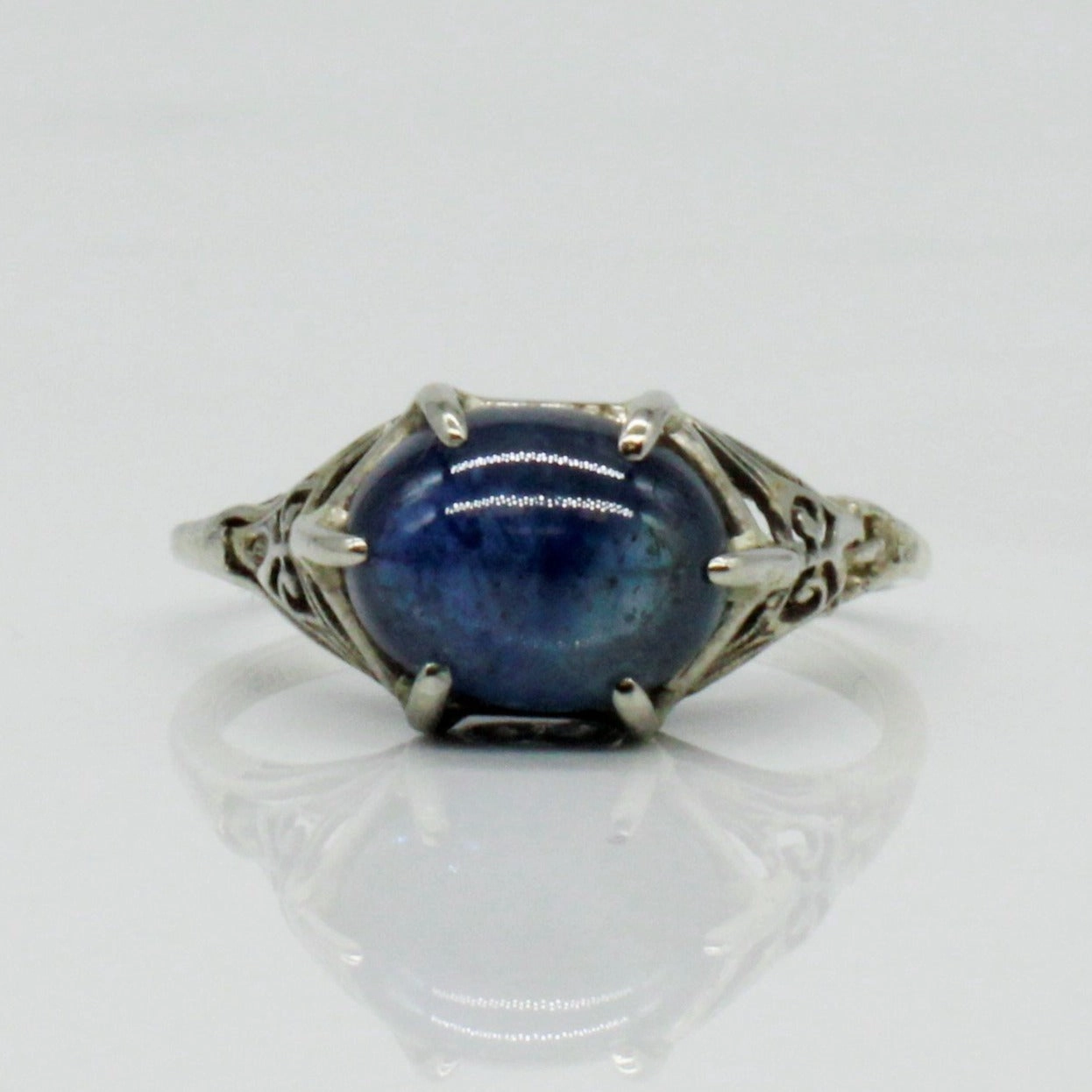 Bespoke' Art Deco Cabochon Sapphire Ring | 3.02ct | SZ 6 | Sparkle Ready