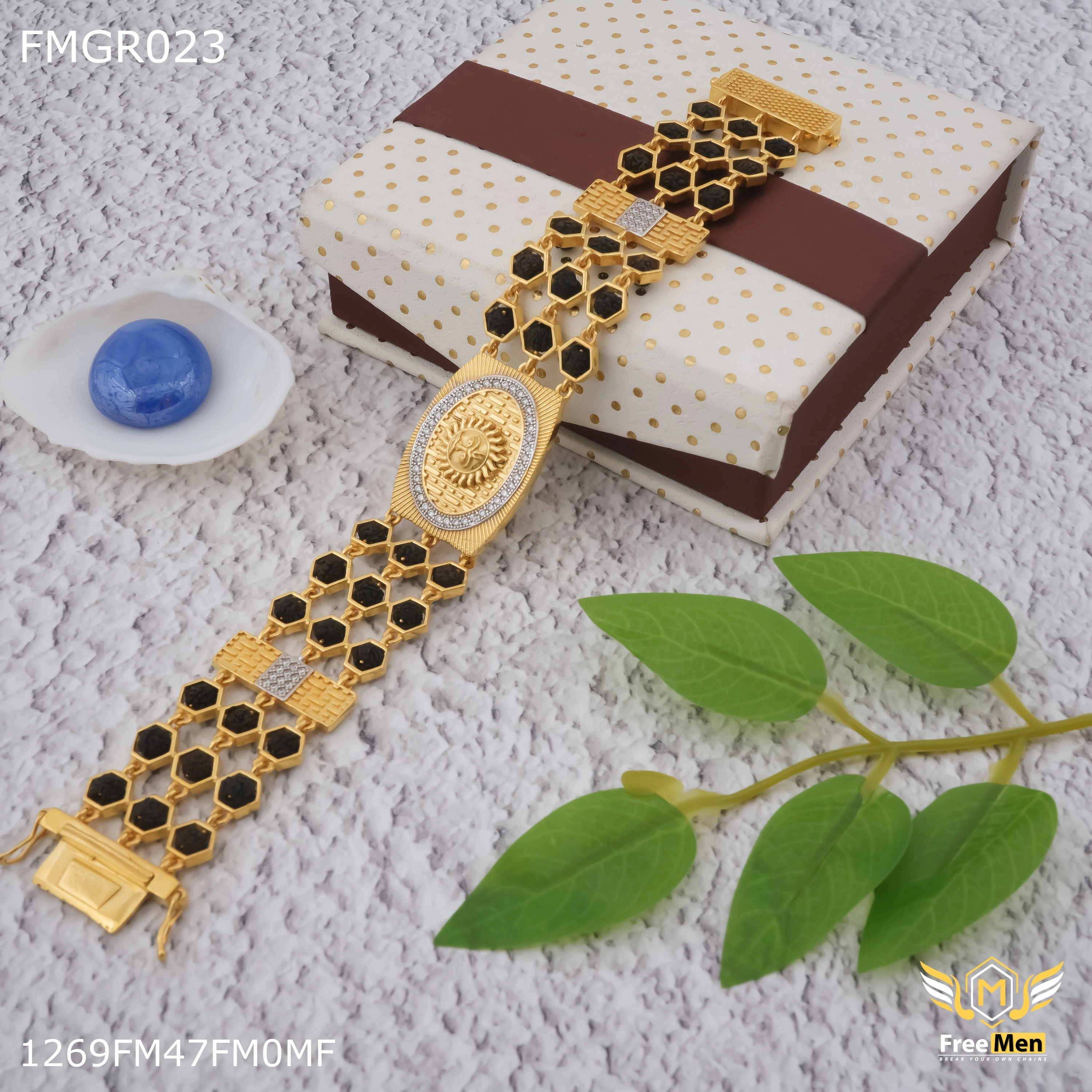 Timeless Fit Freemen Three line sun rudraksha bracelet for Man - FMGRB023