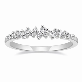 Delicate Stackable Cluster Wedding Rings for Women Simple Accent