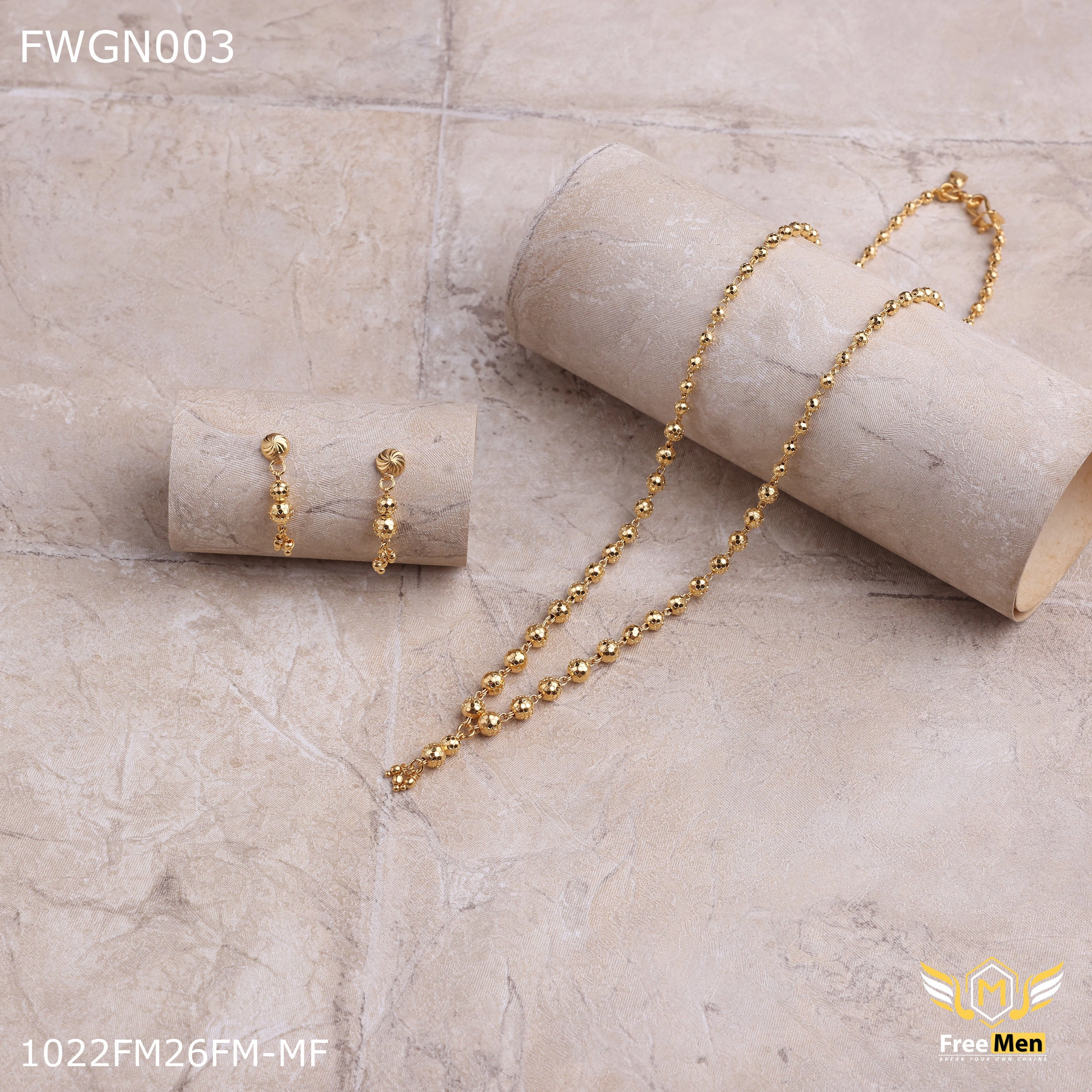 Freemen 1gm Balls Delicate Necklace With Earring for women - FWGN03 Alluring Style