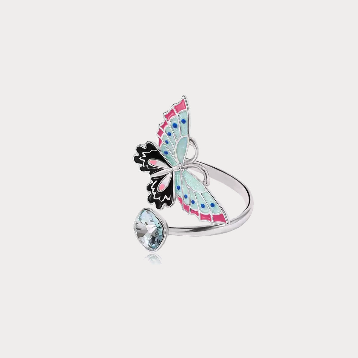 Silver Butterfly Enamel Ring Easy Maintenance Modern Mood
