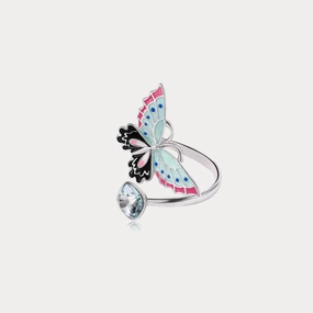 Silver Butterfly Enamel Ring Easy Maintenance Modern Mood