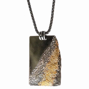 Brilliant Finish Classic Choice Long Boulder Necklace - 22k Gold, Oxidized Silver