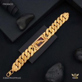 Jaguar Red AD Box with Pokel Gold Plated Bracelet  for Men - FMGB433 Lustrous Sparkle Comfort Style