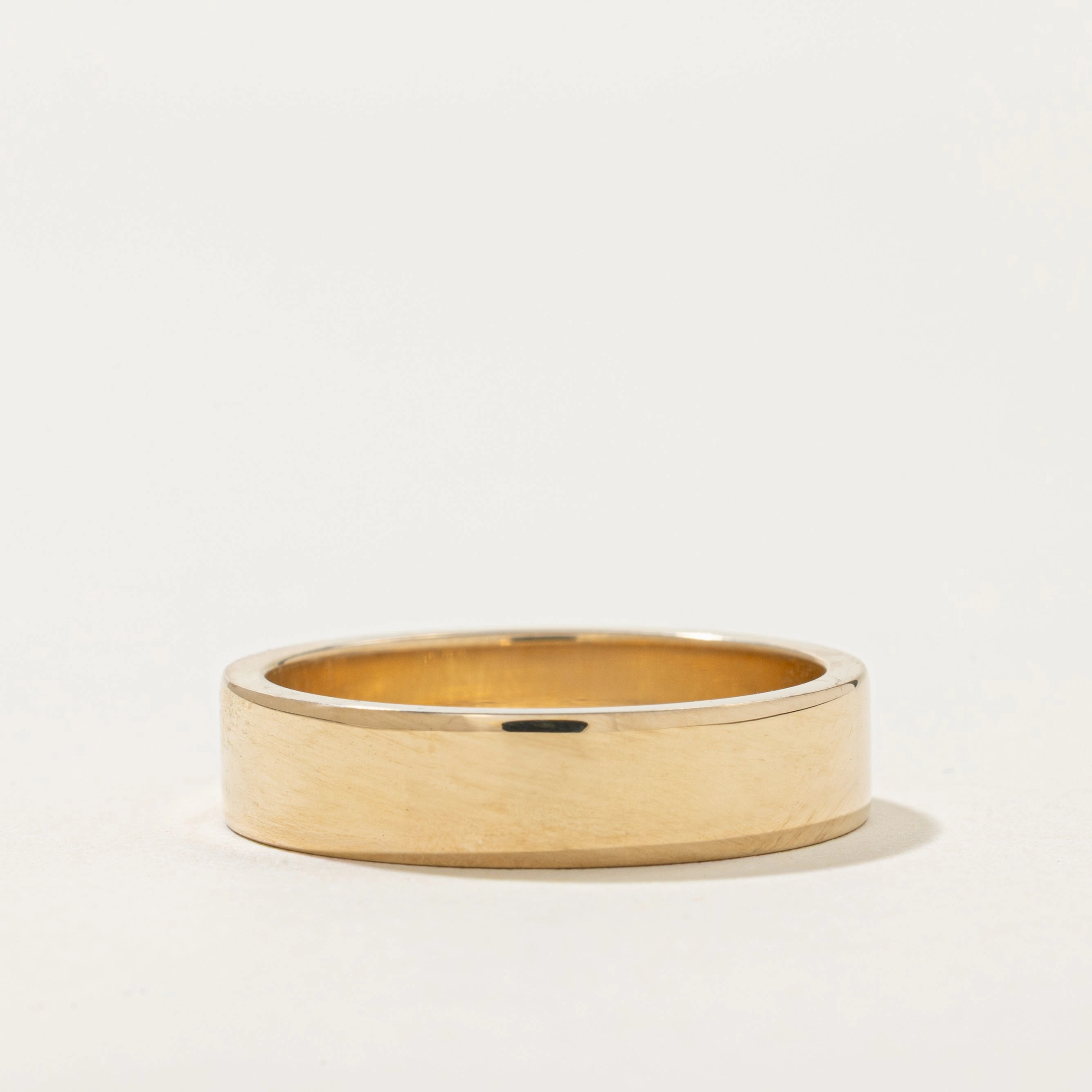 '100 Ways' Rectangular Heavy Gold Band | 5.00mm | Various Sizes Shiny Touch Office Accent